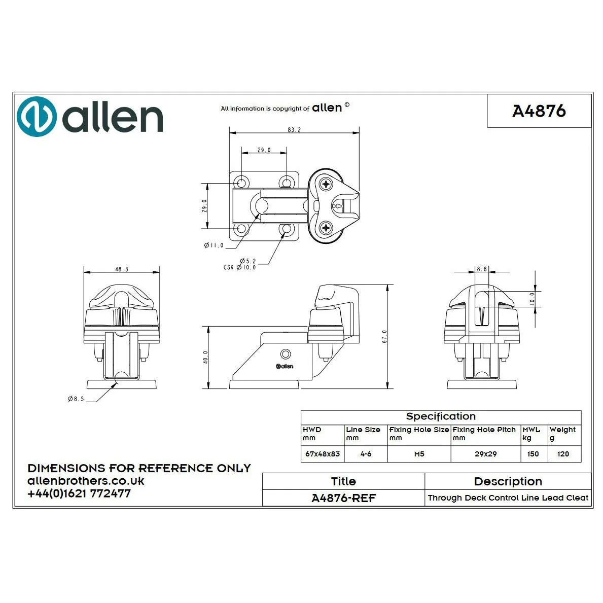Allen 30mm Stehblock, 1-scheibig, mit Curryklemme – Bild 3