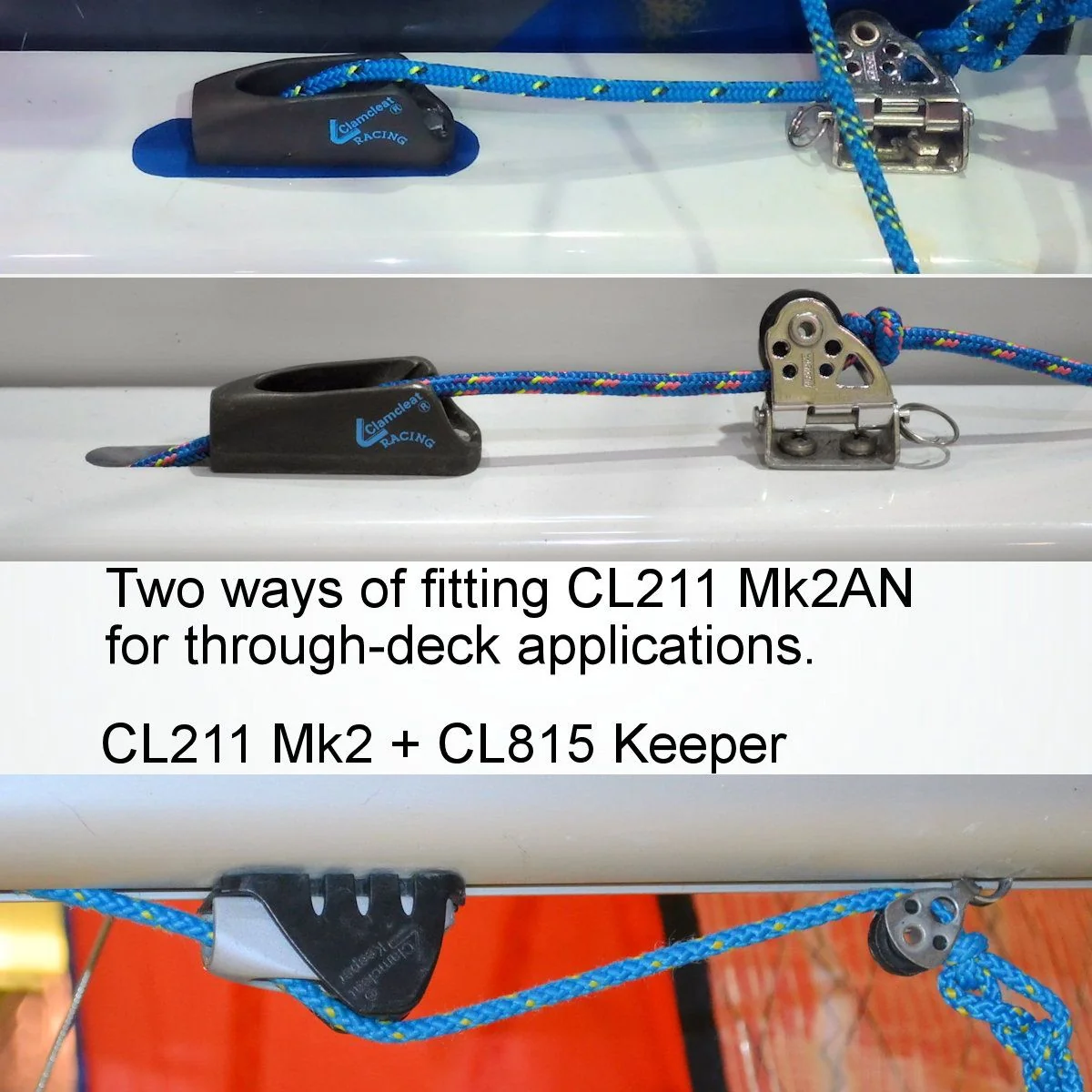 Clamcleat Tauklemme 'CL211 MK2' mit Leitöse, silbern eloxiert – Bild 5